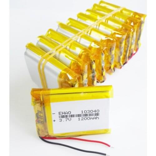 10 pcs 3.7V 1200mAh Lithium Polymer LiPo Rechargeable Battery For GPS Mobile Phone video game PAD E-books Tablet 103040
