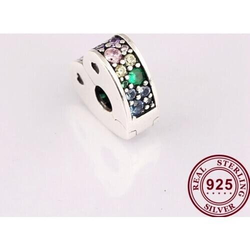 100% 925 Sterling Silver Charm Colorful Love Arc Clip Fit Pandora Women Bracelet & Necklace Diy Jewelry