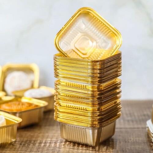 100pcs Square Moon Cake Trays Mooncake Packaging Box Mooncake Plastic Tray Egg Yolk Crisp Cake Hold Plastic Packing Box Xi Su He