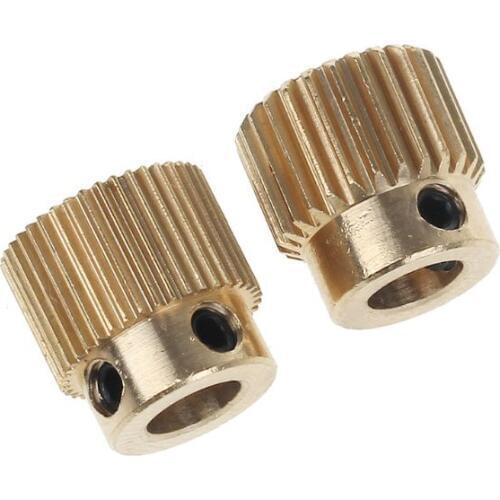2Pcs 2Pcs Mk7 MK8 Extrusion Gear 26/40 Tooth Teeth Brass Drive Gear Feeding Gear Extrusion Wheel for anet Ender CR-10 3D Printer