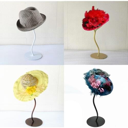 2 Pcs Free Standing Metal Hat Rack Wig Holder Storage Display Stand Desk Decor