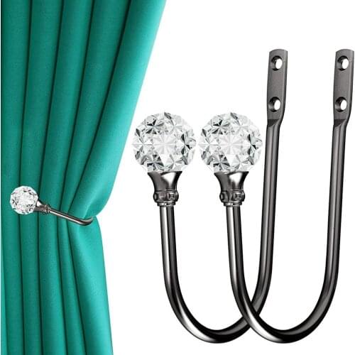 2 Pcs Crystal U-shaped Hook Curtain Wall Hook Zinc Alloy Curtain Accessories Durable And Sturdy Wall Hook