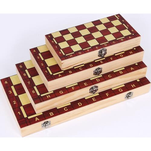 4 Size International Chess Chess Wooden Folding Magnetic Wood Boxed Color Box package Set Board Game Foldable Portable Kids Gift
