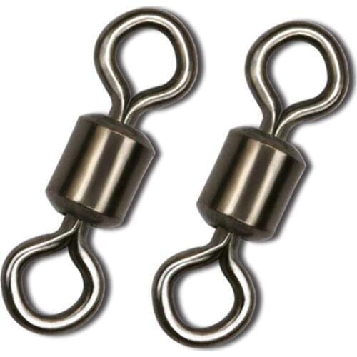 50Pcs 29LB-88LB Rolling Barrel Fishing Swivel With Solid Ring Rolling Swivel Fish Hook Line Connector Fishing Tackle Accessories