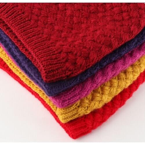 50x20cm Women Girls Warm Winter Scarf Shawl Knit Neck Warmer Circle Wrap Cowl Loop Snood 100% Knitting Wool Simple Pattern