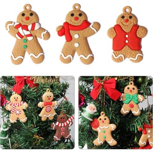 6/10/11Pcs Gingerbread Man Christmas Tree Hanging Pendant Xmas Tree Decor Ornament New Year Kid Gift Navidad Party Home Decor