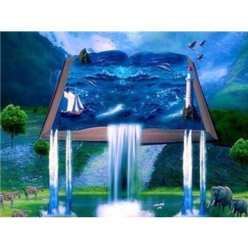 Book scenery diamond painting waterfall diy rhinestone embroidery picture mosaic sticker toys diamond tapestry poster wall paper