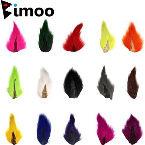 Bimoo 1PC Multi-Color Fly Tying Bucktail Whole Tail Fishing Bucktail Deer Hair Fly Tying Materials Hooks Jigs White Red Black