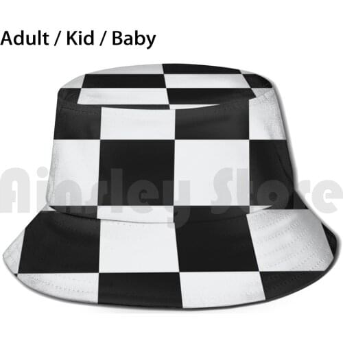 Black And White Checkered Fan Flag Bucket Hat Adult kid baby Beach Sun Hats United Nuutd Toon Army Geordies