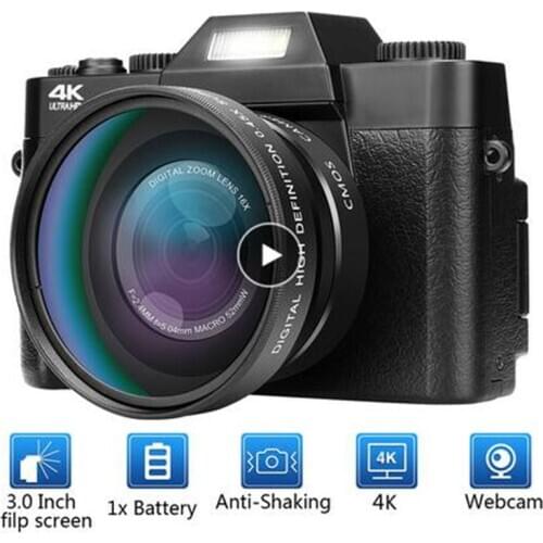 4K Digital Camera Video Vlogging Camcorder for YouTube WIFI Portable Handheld 16X Digital Zoom 30MP HD Nightvision Selfie Camera