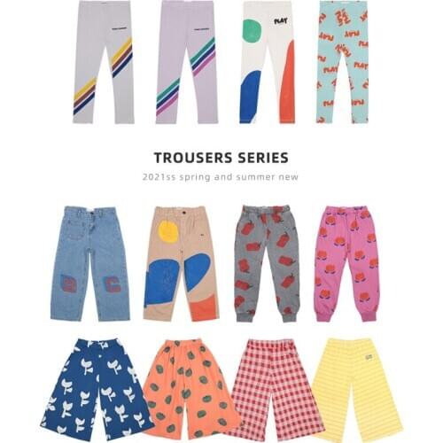 Children Girls Pants bobo 2021 Spring Summer Cute Printed Cartoon Girls Trousers Leggings Wide-leg Kids Boys Pants For 1-10Years