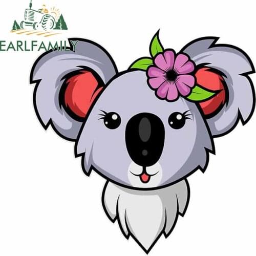 EARLFAMILY 13cm x 12.9cm For Koala Flower Car Fine Decal Refrigerator Car Stickers Vinyl Material DIY Custom Printing