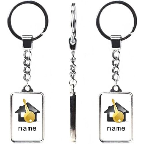 Funny cartoon anime family house holder keychain can replace name photo number gift metal key ring