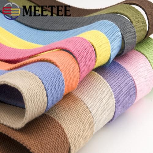 Meetee 5M 50mm 2mm Thick Webbing Cotton Canvas Webbings Ribbon for Backpack Shoulder Strap Belt Tape DIY Garment Sew Woven Band