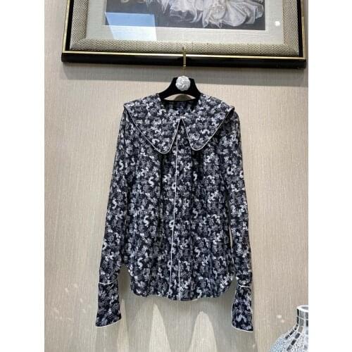 Fashion 2021 new women long-sleeved sexy retro floral shirt 0323