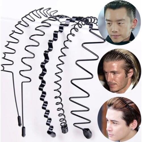 Fashion Wave Headband Men Metal Plastic Hairhoop Simple Comfortable Non-slip Headband Women Black Hair Accessories