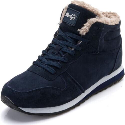 Winter Men Snow Boots Warm Fur Plush Classic Suede Leather Male Shoes Fashion Couples Ankle Boots Large Size Zapatos De Hombre