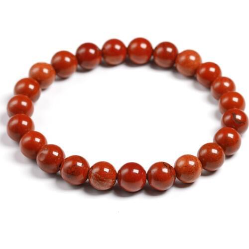 Natural Genuine Red Jasper Round Semi-precious Stones Beads 6 8 10 MM Bracelets Women Men Healing Jewelry Accessories Gift