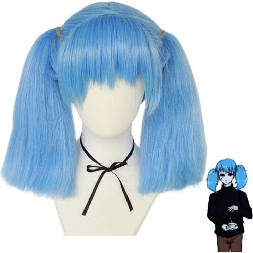 Sally Face Ponytails Wig Cosplay Costume Heat Resistant Synthetic Hair Sallyface Blue Short Wigs