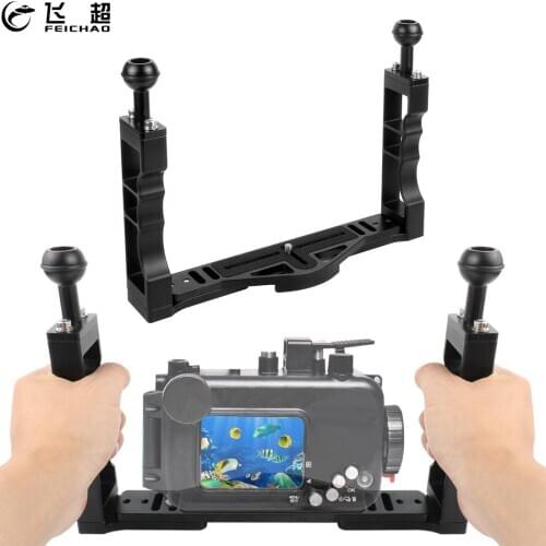 Diving Handle Tray Upgraded Base Bracket Dual Handheld Hand Grip Rig for Gopro for DJI Action DSLR Camera Video Underwater Case