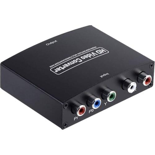 Component to HDMI Compatible Converter 1080P YPbPr + R/L to HDMI Video Audio Adapter for DVD Player to HDTV Monitor Projector