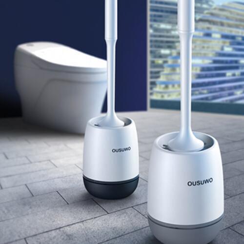 Silicone Toilet Brush Soft Bristle Wall-mounted Bathroom Toilet Brush Holder Set Clean Tool Durable ThermoPlastic Rubber