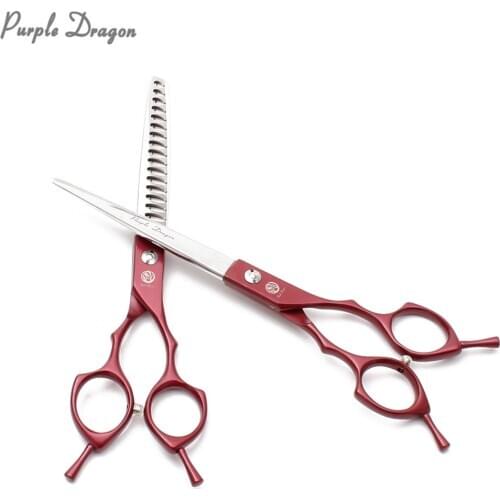 Dog Grooming Scissors 6.5" 7" Purple Dragon 440C Red Cutting Shears Thinning Shears Professional Pet Scissors Puppy Shears Z9029