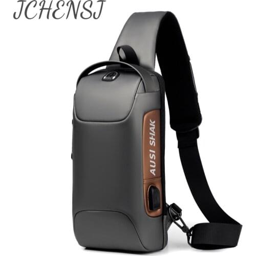 JCHENSJ Male Fanny Pack PU PU Leather Multifunction Mens Shoulder Bag Anti Theft Password Lock Cross Body Chest Bags For Men