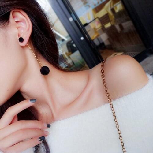 Korean Earrings Dangle Long Earrings Plush Ball Drop Earrings For Women Round Tassel Statement Jewelry For Party