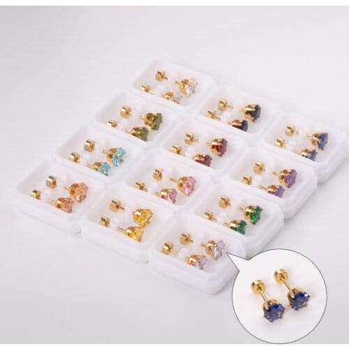 12 Pairs Ladies Earrings Fashion Jewellery Wholesale Round Crystal Earrings 316L Stainless Steel Anti-allergy Jewelry Wholesale