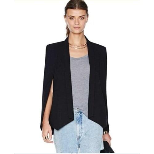 Womens blazer office lady coat solid long sleeves lapel cape poncho female elegant jacket womens formal suit blazer feminino