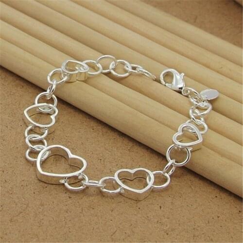 BABYLLNT High Quality 925 Sterling Silver Bracelet Heart-Shaped Simple Bracelet For Woman Party Charm Jewelry Gift