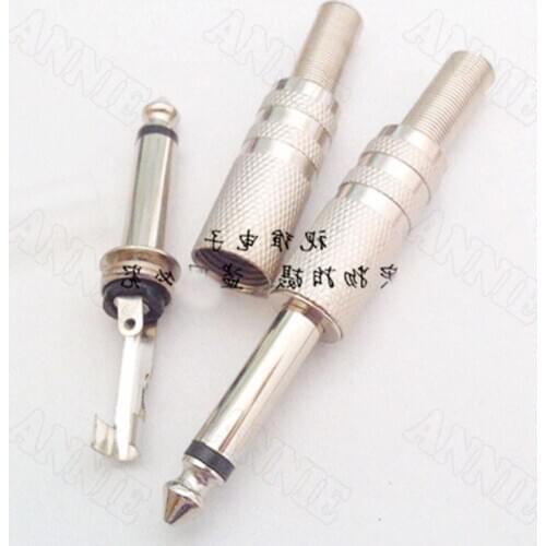 10pcs/lot Metal 6.5/ 6.35 Plug 2 Pin Amplifier / Microphone / Guitar Plug