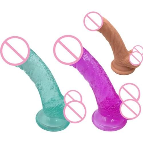 16.7cm Long Erotic Soft Realistic Dildo for Woman Anal Plug Dildo Strap On Big Penis Strong Suction Cup Adult Sex Toys Shop