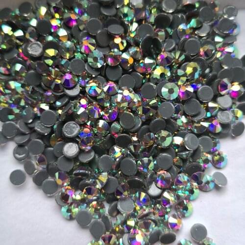 2000HF All Sizes Crystal AB Hot Fix Rhinestones Crystals Flatback Strass Iron Rhinestone For Clothes Motif Diamond Designs
