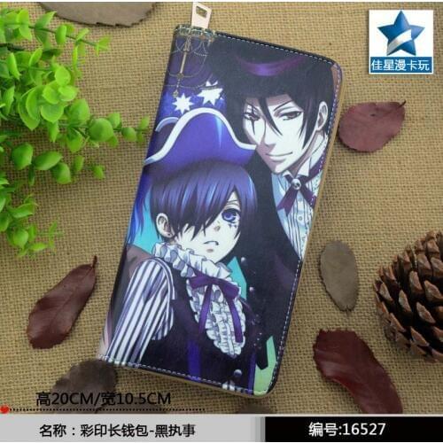 2016 Hot Selling Anime Black Butler Colorful Long PU Wallet/Cell Phone Purse Printed with Ciel & Sebastian