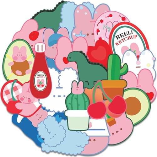 25Pcs Cartoon Cute Rabbit Sticker Waterproof Suitcase Bike Motorcycle Helmet Car Styling Accessories Stickers