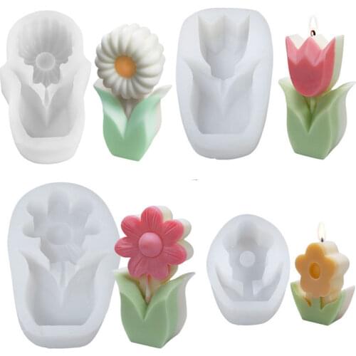 Little Flower Aromatherapy Candle Silicone Mold DIY Tulip Candle Mould Candle Making Supplies Cake Mold Silicone Candle Mold