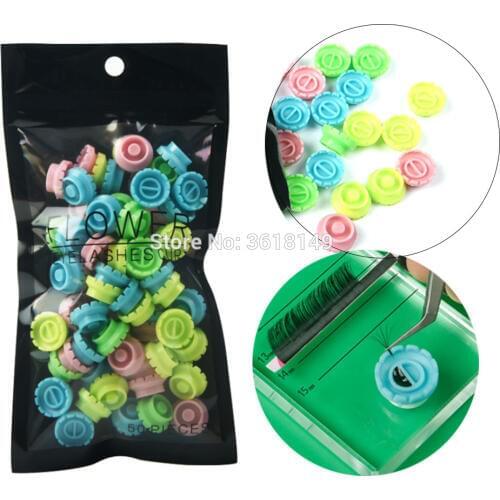 50pcs False Eyelashes Blooming Cups Colorful Planting Grafting Rapid Bloom Sun Flower Glue Cup Fan Eyelash Extension