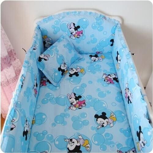6PCS Baby Cradle for Cotton Baby Bedding Set Animal Baby Crib Protector Cartoon jogo de cama ,(4bumpers+sheet+pillow cover)