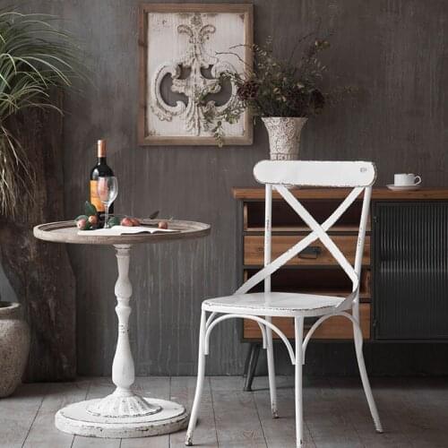 American Retro Coffee Table, Old Wrought Iron Small Round Table, Factory Direct Sales Restaurant Coffee Milk Tea Shop Back Chair