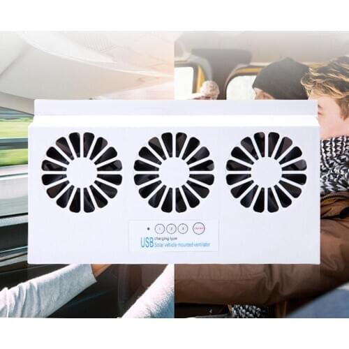 Car Solar Powered Cooler Front/Rear Window Radiator Exhaust Fan Air Vent Cool Ventilation USB Exhaust Fan Radiator Drop Ship