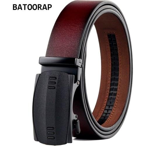 BATOORAP Brand Designer Belts Men Casual Metal Buckle Automatic Durable Wine Red Leather Belt Strap Male Fashion Style BA-FGZ020