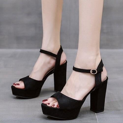 Women Sandals Printing High Heels Ladies Pumps Round Toe Fashion Round Toe Woman Shoes Buckle Slip On Shallow Female Shoe New