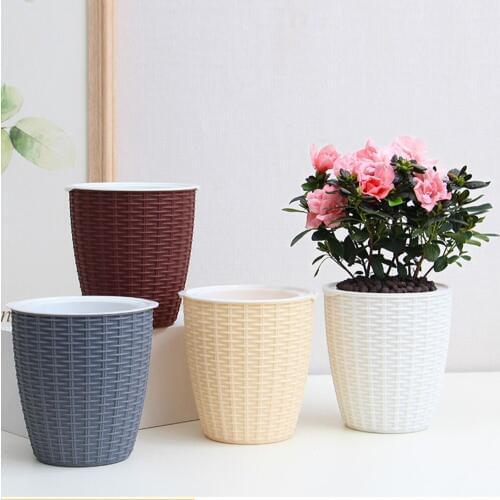 Home Furnishings Plant Pots Indoor Plastic Rattan Flower Cover Round Modern Decor Planter Breathable Pot for Garden Office Home