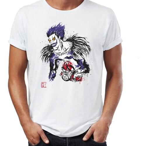 New Men short sleeve t-shirt Watercolor Shinigami Death Note Manga Anime Awesome Artwork t shirt tees tops harajuku streetwear