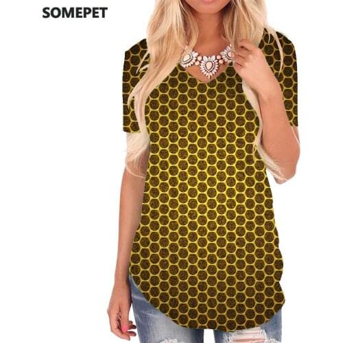 SOMEPET Geometry T Shirt Women Psychedelic V-neck Tshirt Abstract Funny T shirts Art Tshirts Printed Womens Clothing Hip hop