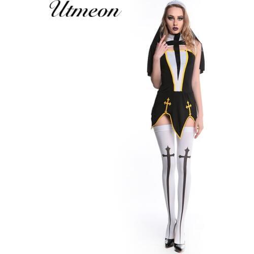 Catholic Schoolgirl Uniform Lingerie Sexy Halloween Costumes for Women Halloween Sexy Costumes Cosplay Nun Costume