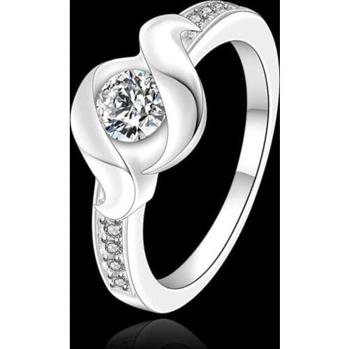 Ring silver plated ring silver fashion jewelry ring inlaid zircon twisted wave jewelry wholesale free shipping aads LR160