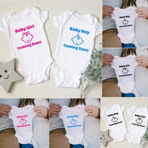 Baby Boy/girl Coming Soon Baby Announcement Baby Bodysuit Toddler Newborn Rompers Summer Short Sleeve Tee Shirts